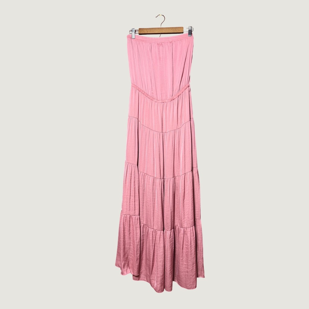 Naked Zebra Maxi Dress Women Small Pink Good Strapless Tiered SD115893